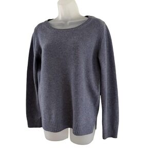 A.P.C. Sweater Womens Large Blue Gray Merino Wool Elbow Patch Pullover Knit